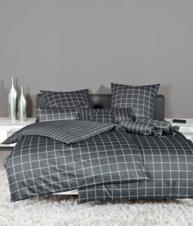 Janine Mako Satin Bettwäsche 2 teilig Bettbezug 135x200 cm Kopfkissenbezug 80x80 cm Modernclassic 39025-48 anthrazit