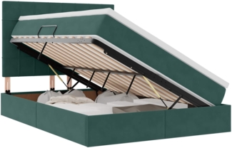 vidaXL Bett mit LED-Lichtleisten Dunkelgrün 140x190 cm Samt 3372666