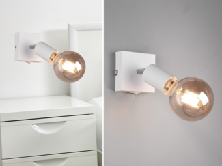 Reality Leuchten LED Wandstrahler, Dimmfunktion, LED wechselbar, Warmweiß, innen mit Schalter, kleine Nachttischlampe Wand-leuchte Bett, Weiß