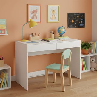Bellabino 'Toce' Kinderschreibtisch mit 2 Schubladen, weiß, 75x53x110 cm, Schreibtisch für Kinder mit Stauraum