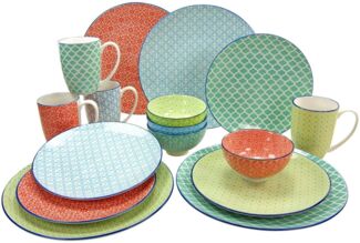 CreaTable Kombiservice Geschirr-Set Mediterran (16-tlg), 4 Personen, Steinzeug, Service, 16 Teile, für 4 Personen