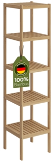 Bellamio 'Newa' Badezimmer Regal, Bambus, natur, 140x33x33 cm, Badregal mit 5 Ablagefächern