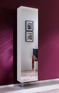 Schuhschrank >Woody< (BxHxT: 45x176x25 cm) in weiß matt - 45x176x25cm (BxHxT)