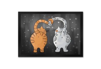 speecheese Fußmatte Katzen Fußmatte in Grau Katze Katzer Freundschaft Liebe Zuhause