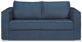 Vente-unique - Schlafsofa mit Matratze 3-Sitzer - Strukturstoff - Blau - Liegefläche 140 cm - Matratze 18 cm - LORETO