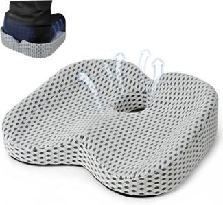 RWEUOQ Sitzkissen Orthopädisches Sitzkissen für Sciatica, Memory Foam, Bürostuhl, atmungsaktives Bürositzkissen für Beckendruck und sitzende Ermüdung