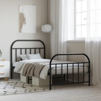 vidaXL Bettgestell mit Kopf- und Fußteil Metall Schwarz 100x190 cm 353647
