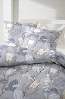 Primera Mako-Satin Bettwäsche 155x220 Blätter Blüten natur grau 243218-83