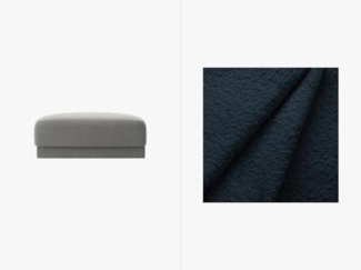 Micadoni Hocker Miley 1-Sitzer Boucle Dunkelblau Kunststoff schwarz