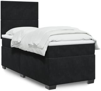 vidaXL Boxspringbett mit Matratze Schwarz 80x200 cm Samt 3293058