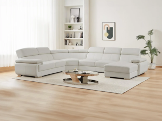 Wohnlandschaft Leder ELEVANTO - Weiß - Ecke Rechts