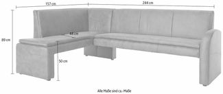 exxpo - sofa fashion Eckbank Cortado, elegant und modern mit hohem Sitzkomfort, hohe Bodenfreiheit, schöne Detailverarbeitung, wahlweise Lederbezug