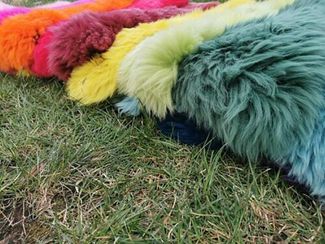 Provellus Fellteppich Öko Lammfell bunt gefärbt, weich – Länge 80–120 cm, 80cm-100cm lang