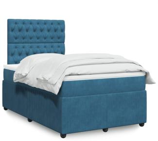 vidaXL Boxspringbett mit Matratze Blau 120x200 cm Samt 3294620