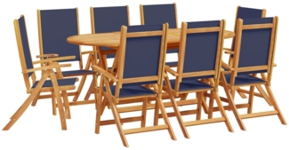 vidaXL 9-tlg. Garten-Essgruppe Massivholz Akazie und Textilene 3279299
