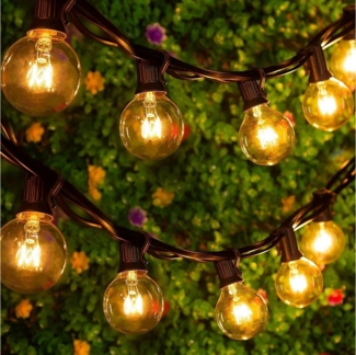 Qualra Lichterkette Lichterkette Glühbirnen G40 E12 Sockel Warmweiße Wetterfest Außen, für Garten Balkon Terrasse Hochzeiten Partys