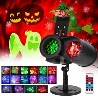 MUPOO LED-Sternenhimmel Halloween LED Dekolicht LED Projector 12 Muster Beleuchtung LED Lampe, Halloween Dekocor Wasserdicht mit Fernbedienung, für Valentinstag Geburtstagsparty Gartendekorationen