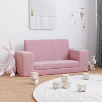 vidaXL Kinder-Schlafsofa 2-Sitzer Rosa Weicher Plüsch 357033