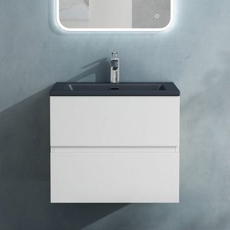 doporro Badmöbel-Set Badezimmermöbel Badezimmer inkl. matt Anthrazit Waschbecken Waschtisch