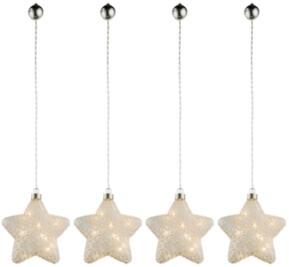 4er Set LED Stern, Hängelampe, Glas weiß, B15 cm