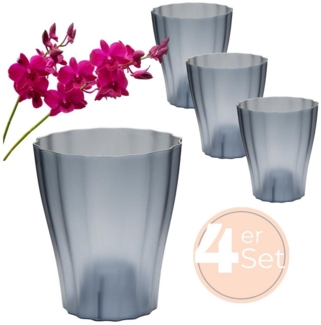 GarPet Blumentopf 4x Orchideentopf Transparent Orchideen Über Topf Innen 16 rauchfarbig