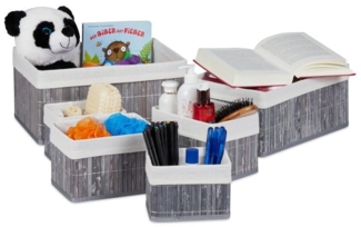 12 x Aufbewahrungskorb Bambus grau