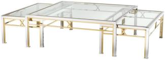 Casa Padrino Couchtisch 3er Set Silber / Gold - Luxus Wohnzimmertisch