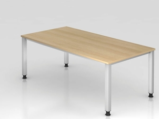 Schreibtisch QS2E 4-Fuß eckig 200x100cm Eiche Gestellfarbe: Silber