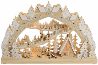 Spetebo LED Schwibbogen LED Holz Schwibbogen 45 cm - Motiv: Kinder im Wald (1-tlg), Lichterbogen mit Wintermotiv
