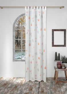 EXPERIENCE Vorhang Nachhaltiger Schlaufenschal mit 8 Schlaufen Öko Gardine Bio Weiß Orange Lila Bunt 140x245cm Blumen halbtransparent, Schlaufen (1 St), halbtransparent, Batist, Nachhaltige Materialien