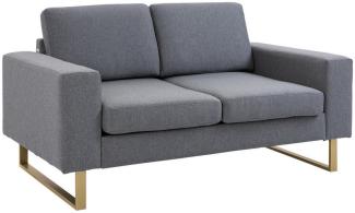 HOMCOM 2-Sitzer Sitzmöbel Fernsehsessel Kissen Armlehne, Zwei Sitzer Couch 1 Teile, Dunkelgrau 145 x 82 x 78 cm