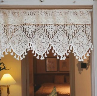 Kaket Scheibengardine Beige Scheibengardine mit Fransen, halbtransparent( 1 Stück), Beige,für Küche Wohnzimmer Schlafzimmer, bistrogardine