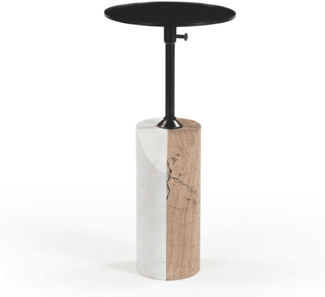 Signature 'ERNEST' Beistelltisch mit Marmorfuß D23 cm - Weiß