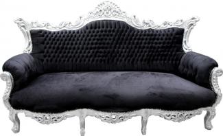 Casa Padrino Barock Sofa Master Schwarz / Silber - Möbel Couch Lounge