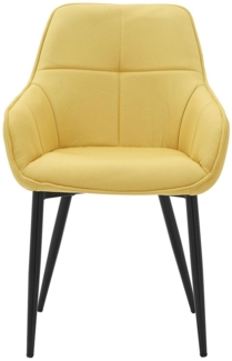 Armlehnstuhl Leinen Gelb Stahl Schwarz