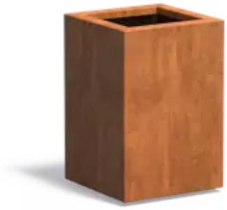 Adezz Pflanzgefäß Carrez Standard Quadrat aus Corten-Stahl Pflanzkübel Größe 40x40x60 cm