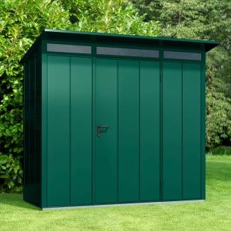 Hörmann Ecostar Metall-Gerätehaus Elegant mit Pultdach Typ 1, 108x238 cm , moosgrün, 2,6 m²,1-flüglige Tür