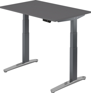 bümö elektrisch höhenverstellbarer Schreibtisch 120x80 cm mit Memory-Steuerung - Design Schreibtisch höhenverstellbar elektrisch, elektrischer Schreibtisch graphit, Gestell graphit/alu, XBHM-12-G-GC