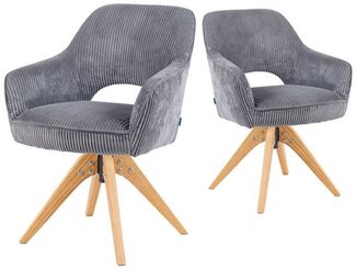 DUBI Möbel Polsterstuhl Mika-Lena 2er-Set, Federkern, Eiche geölt, 360° drehbar im 2er-Set