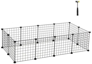 SONGMICS Kleintierkäfig, Kleintiergehege, Freilauf, Metallgitter, DIY