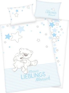 Baby Best Flanell Bettwäsche-Set Lieblingsmensch blau 100x135 cm