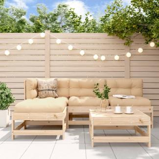 vidaXL 5-tlg. Garten-Lounge-Set mit Kissen Massivholz 3186046