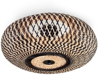 hofstein Deckenleuchte Deckenlampe aus Metall/Bambus in Schwarz/Natur, ohne Leuchtmittel, Boho-Style, skandinavisches Design, Schirm Ø 50cm, Lichteffekt, 3x E27