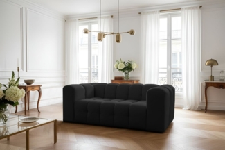 Sofa Designersofa SOLVIE 2-Sitzer in Stoff Tiffani Schwarz