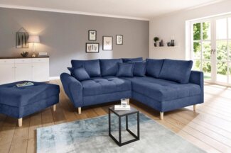 Home affaire Ecksofa Rice L-Form, B: 223 cm, Set, Set: Sofa & Hocker, mit 3 Zierkissen, Federkern
