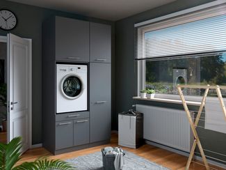 Laundreezy Mehrzweckschrank-Set Laundreezy, 4-tlg. Mehrzweckschrank-Set B/H/T 118/238/68 cm, (4-St), Breite 118 cm, Soft-Close-Funktion, höhenverstellbare Füße
