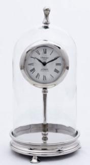 Casa Padrino Luxus Tischuhr Silber H. 46 cm - Dekorative Messing Uhr