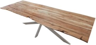 Esstisch Baumkante massiv Akazie natur 280x100 silber KALEA 528169