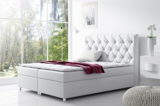 Boxspringbett Schlafzimmerbett DOLCE Kunstleder Weiss 120x200cm