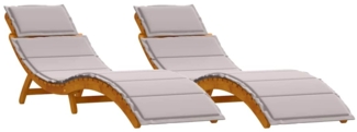 vidaXL Sonnenliege 2 pcs Taupe 184 x 55 x 64cm Massivholz Akazie 4107098
